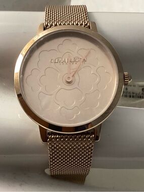 OLIVIA BURTON Ultra Slim Floral Carnation Gold-Tone Steel Watch